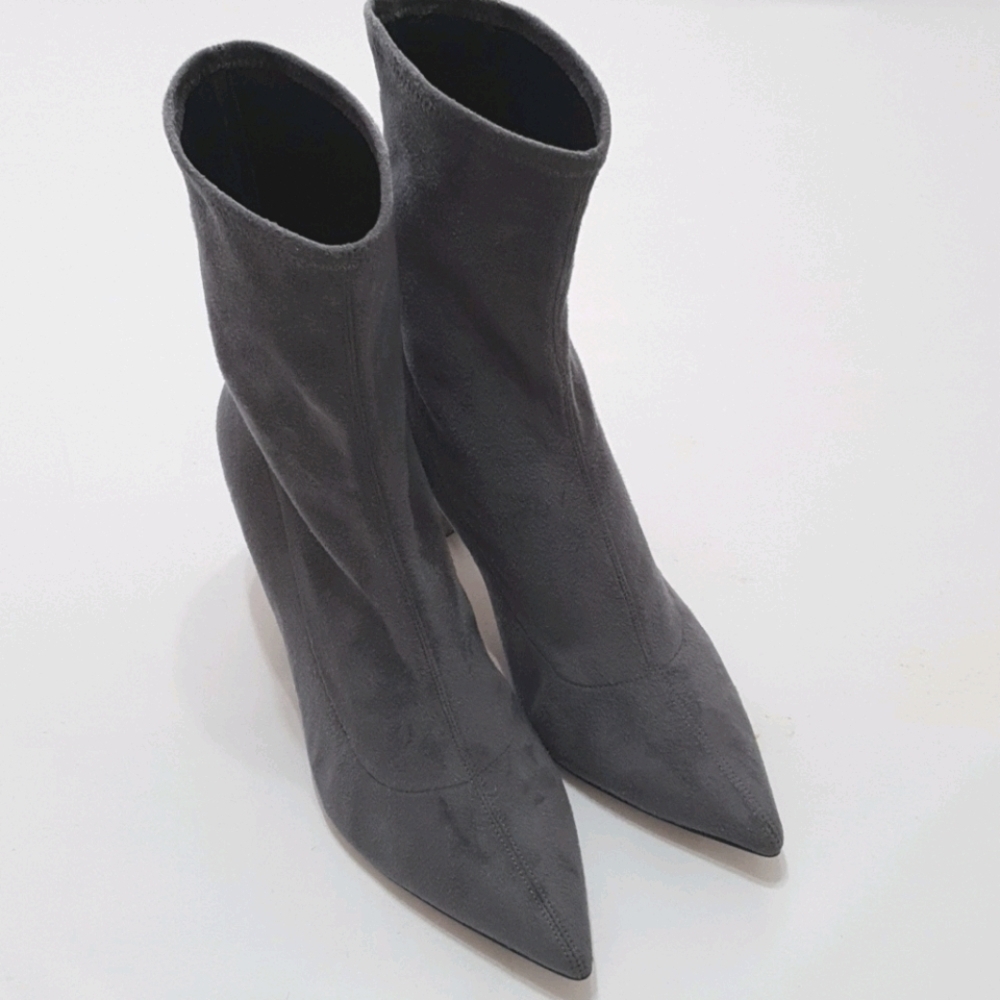 M. Gemi Velvet Porpoise Gray Ankle Sock Boots